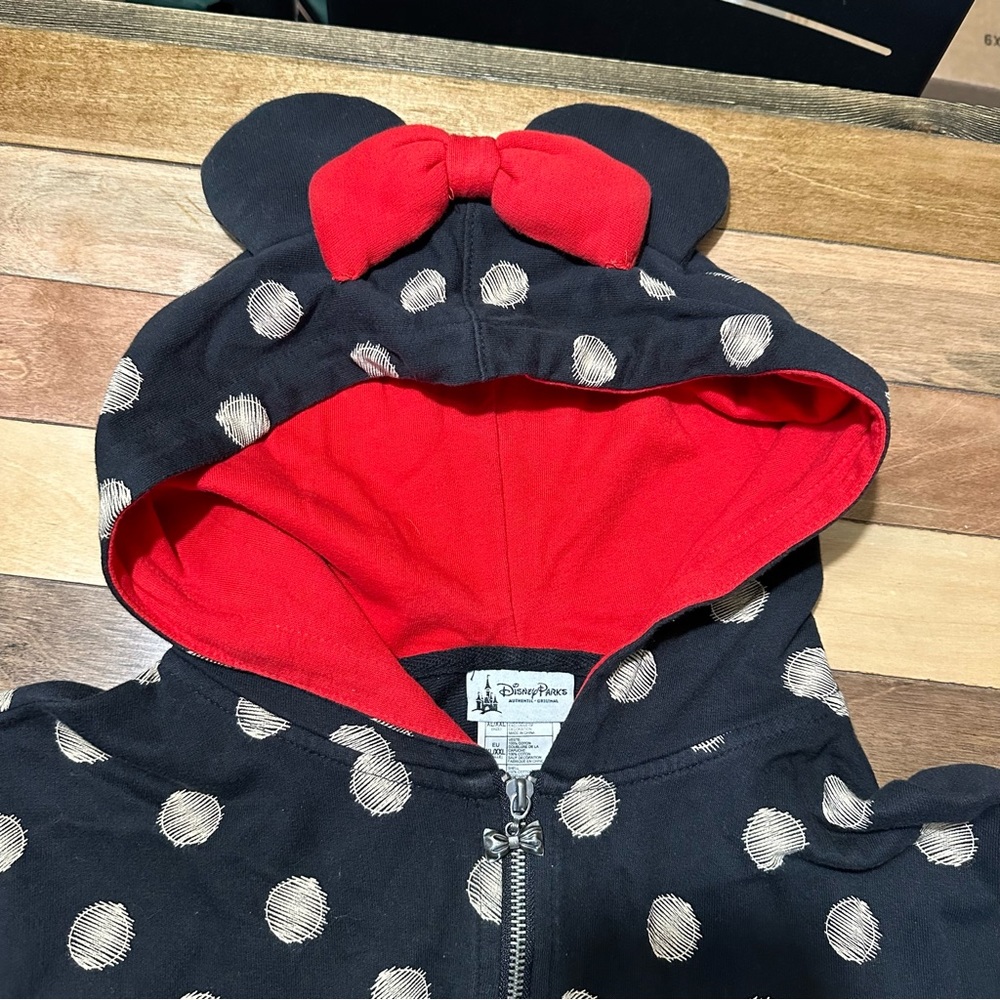 Rare Disney Parks Minnie Mouse Hooded Sweatshirt Poncho Ears polkadots XL XXL